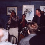 Willie Big Eyes Smith, Muddy Water's long time drummer, at Blues on Bellair 2003 with Al Lerman, Jack DeKeyzer and Bob Strogen
